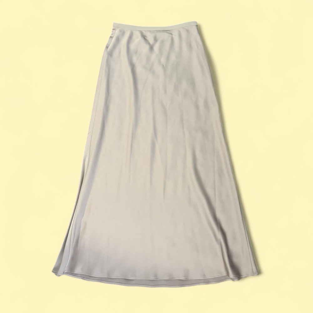 champagne satin maxi slip skirt
